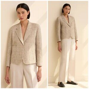 Lafayette 148 NY Woven Blazer Twill Natural Multi Viscose Cotton size 6 Career